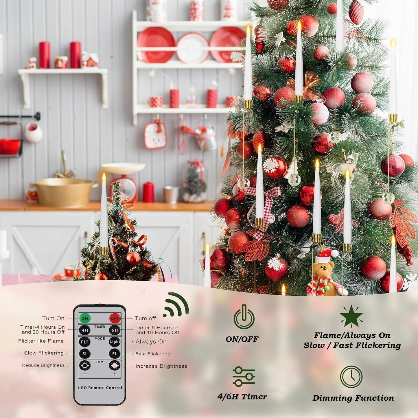🎁Early Christmas Promotion - 49% OFF🎄Christmas Tree Led Candles with Clear Crystal Ball Hook
