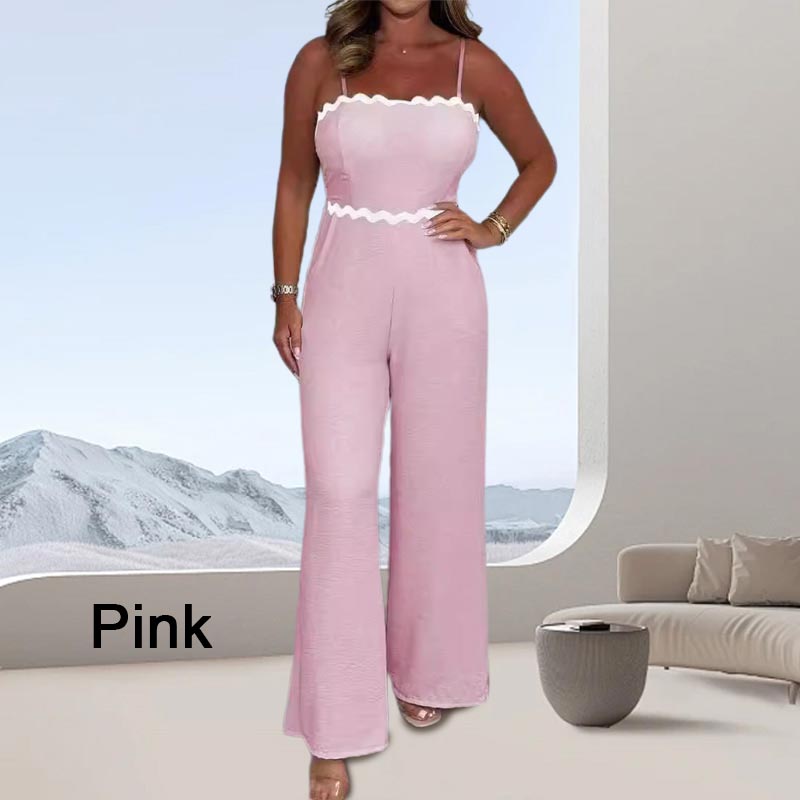 🔥50% off🔥Women's Wavey Trim Spaghetti Strap Jumpsuit