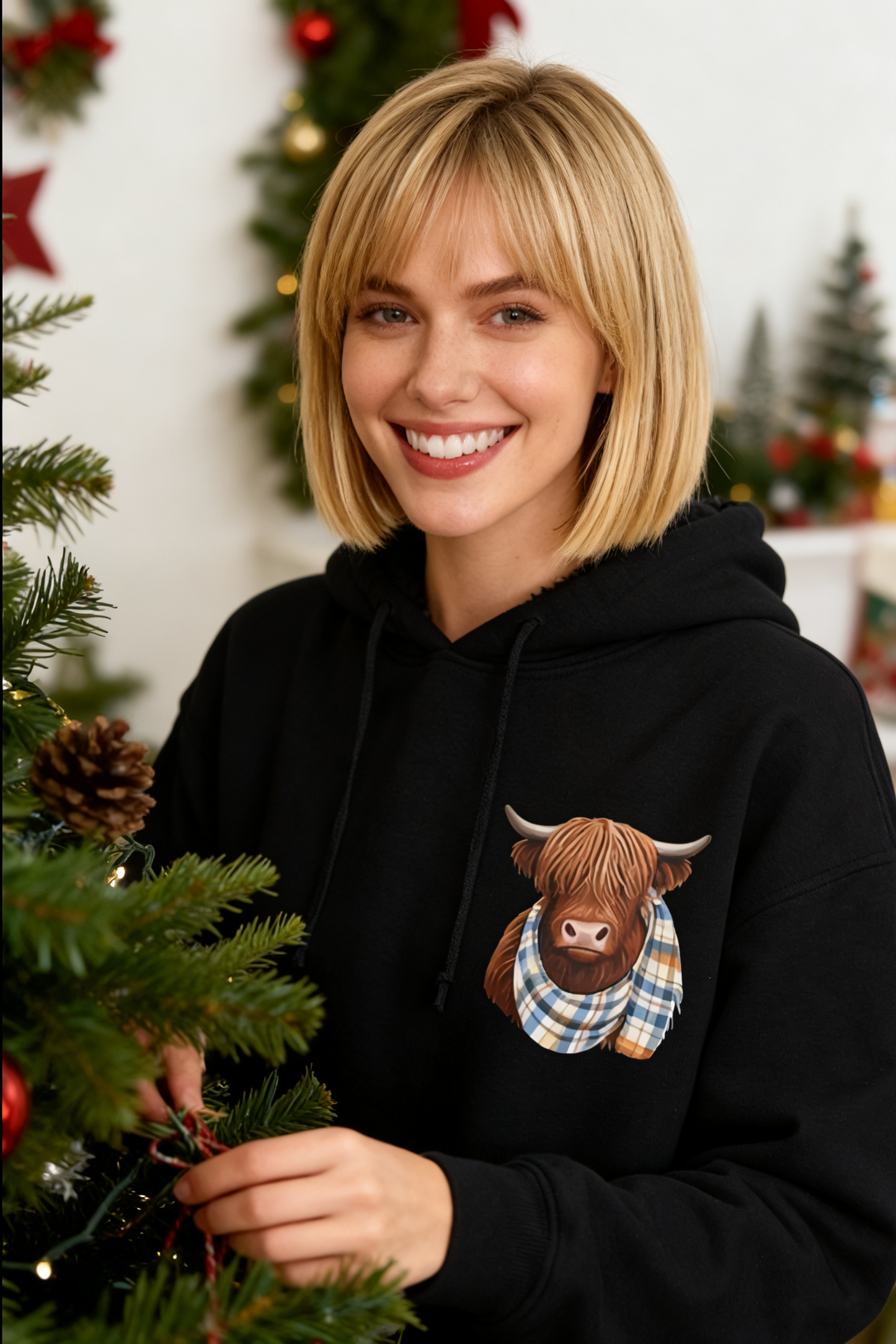 💖Cute Highland Cow Cozy Fleece-Lined Hooded Sweatshirt