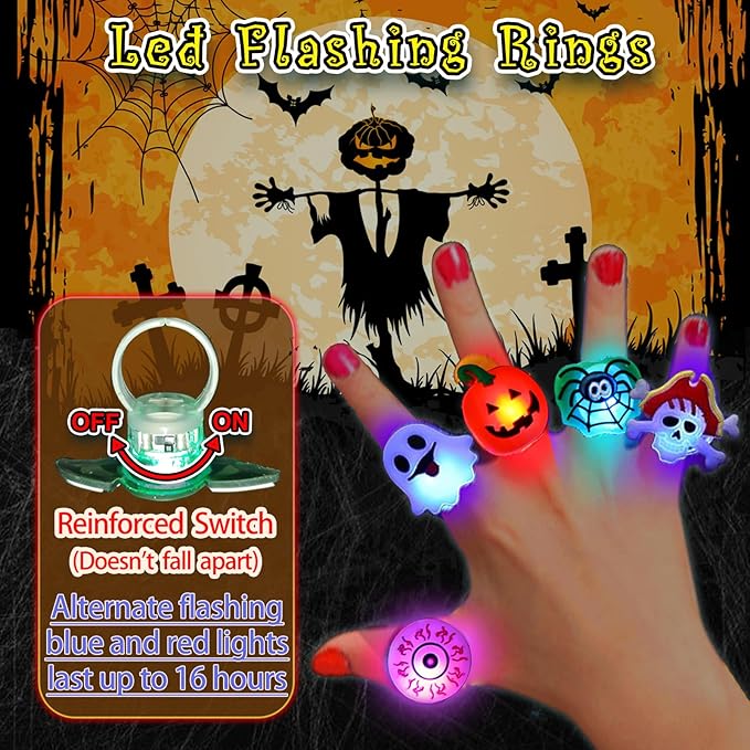โก๐ฅLED Light Halloween Glowing Ring๐ - Set with 50pcs