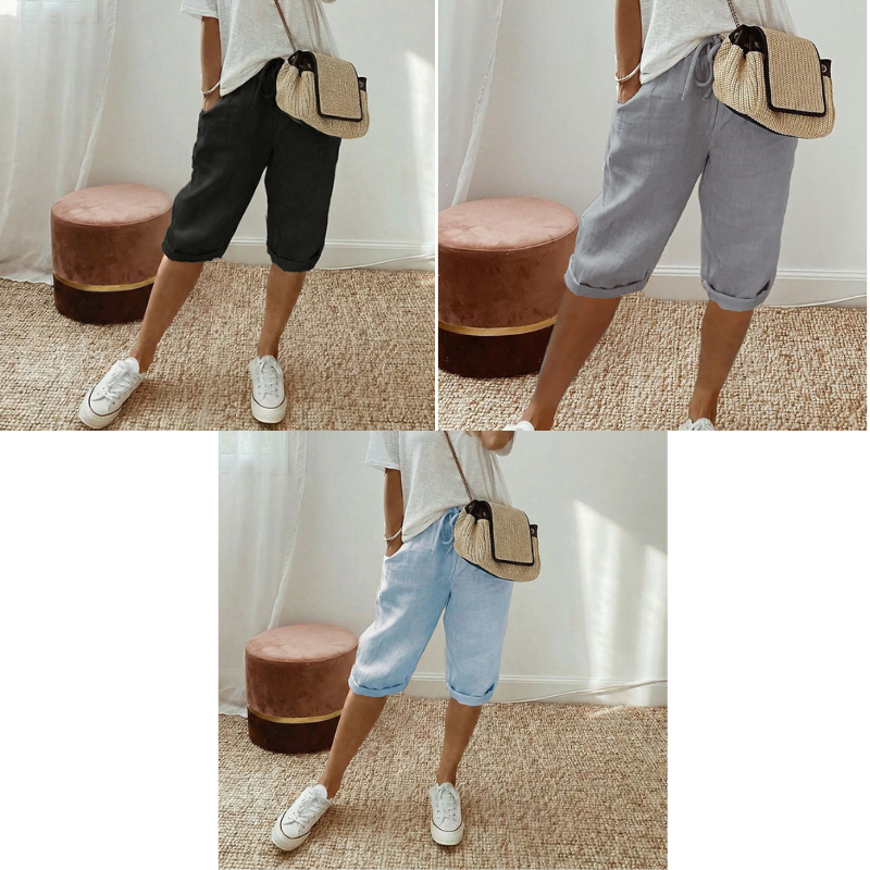 Women's Casual Cotton Linen Capris