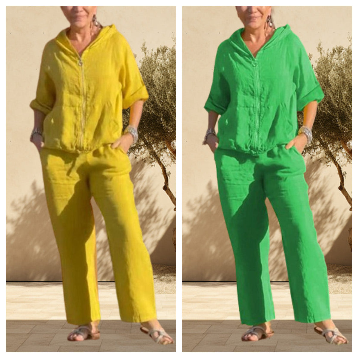 🔥Hot Sales🔥Casual Hooded Cotton and Linen Two-Piece Suit