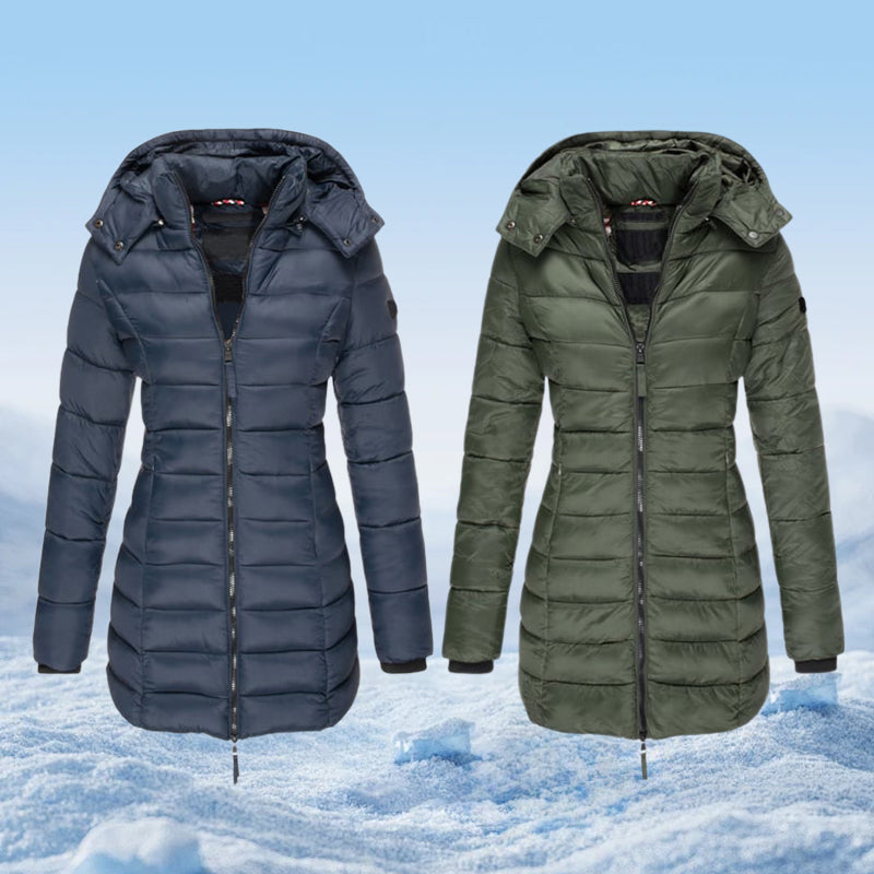 🔥HOT SALE 49% OFF✨Winter women's mid-length padded jacket warm solid color hooded jacket