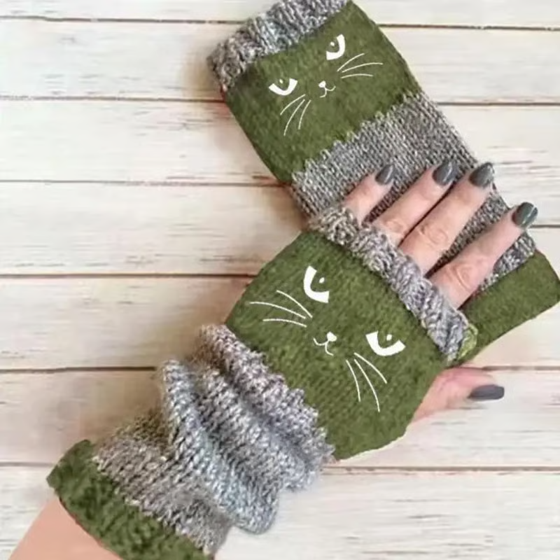 🎁Last Day Promotion 50% OFF🐱 Cute Women’s Knitted Cat Gloves — For Warm Hands & Free Fingers🧶