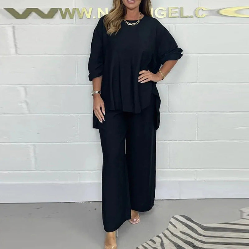 🎉Sizzling 60% Off! Women's Long Sleeve High - Waisted Wide Leg Pants Suit 🔥