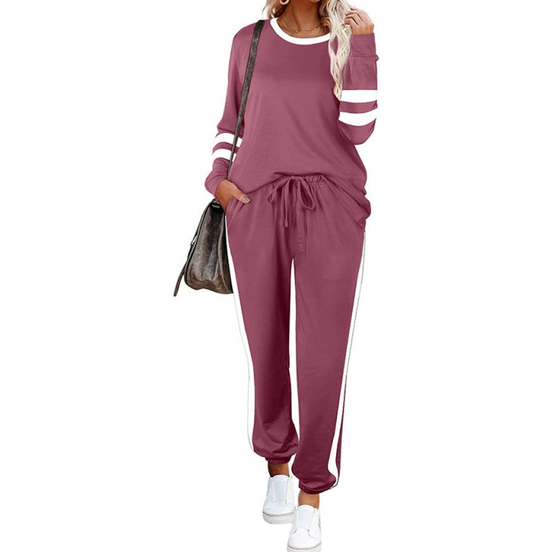 ⏰Last Day Sale 50% Off💃Women’s 2-Piece Crewneck Color-Block Sweatsuit