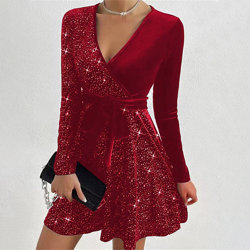 š
Christmas 50% off saleš„Womenās Sequin A-Line Mini Dress