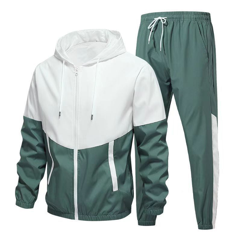 💥Hot Sale Offer: 50% Off-Men's Comfortable Color-Block Hooded Jacket & Drawstring Pants