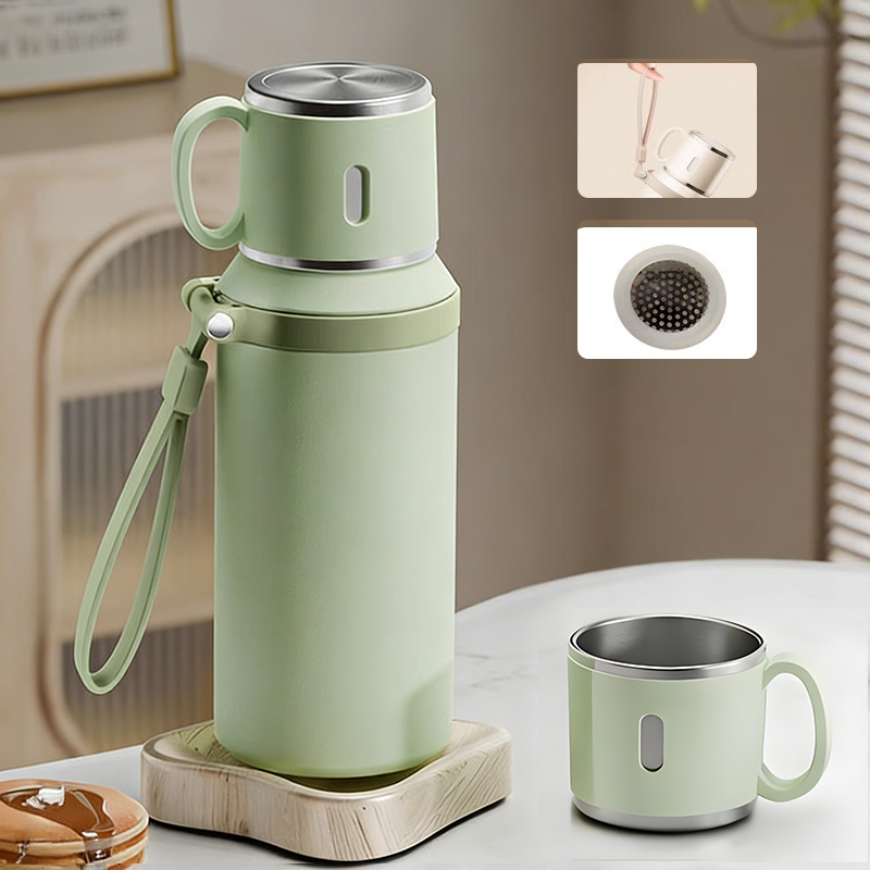 š2 in 1 Stainless Steel Vacuum Insulated Bottle with Lidded Cupšµ
