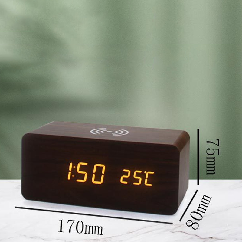 LED Digital Alarm Clock with Wireless Charging Station