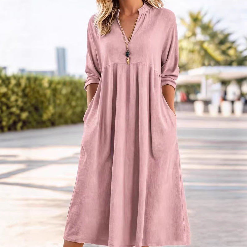 🎁2026 New Arrivals 49% OFF💖Women's Casual V-Neck Midi Dress with Pockets