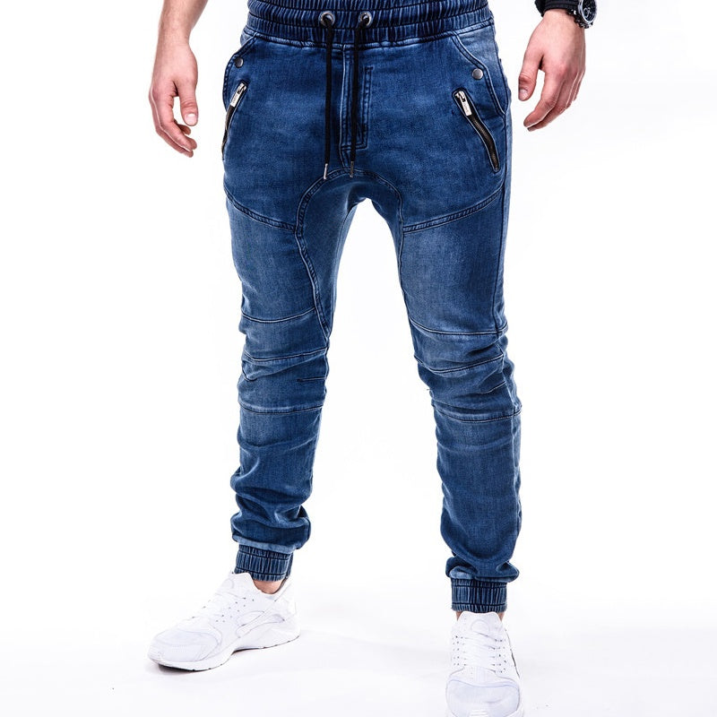 ⏰ 💖Black Friday Mega Deal – 50% off!💖Men's Slim-Fit Denim Joggers with Zipper Pockets