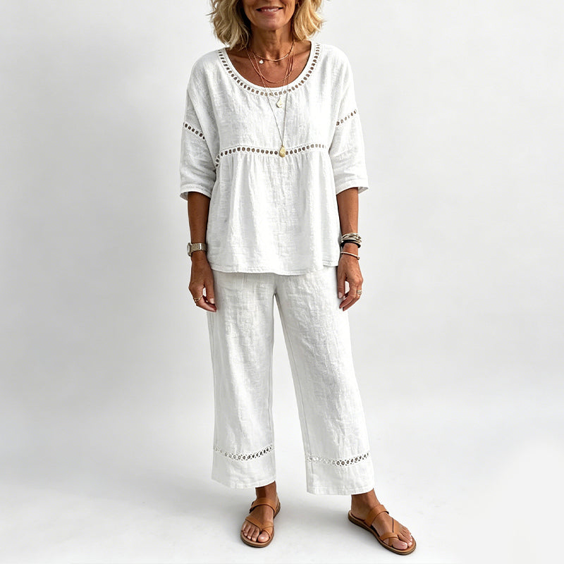 📢📢50% OFF !! ⏰Women's Casual 2-Piece Set with Eyelet Details