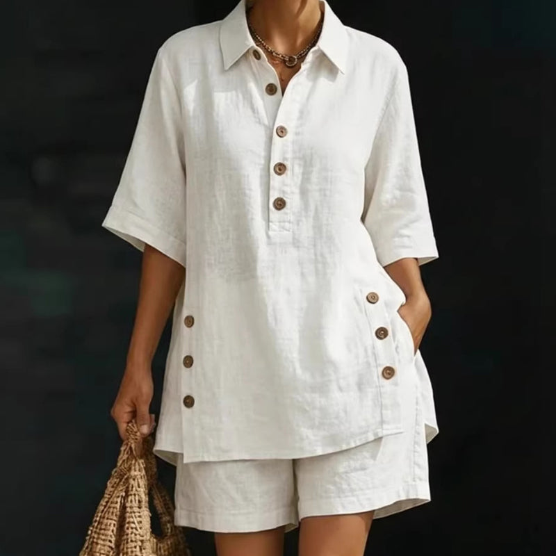 👕 LIMITED-TIME 50% OFF! ✨ Women's 2-Piece Set – Relaxed Fit, Polo Collar, Summer