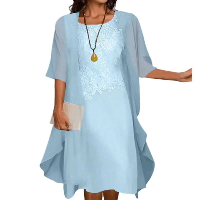 Women's Lace Chiffon Dress 2-Piece Set
