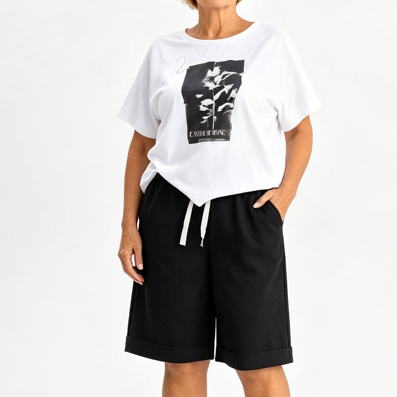🌞Summer Hot Sale 55% OFF⚡50K+ SOLD💕👕Women Casual Two Piece Summer Shorts Set✨Loose Short Sleeve Top + Elastic Waist Shorts Loungewear Holiday Matching Outfit