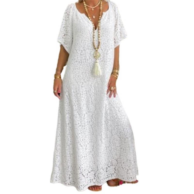 Women's Elegant V -neck Leisure Lace Long Skirt