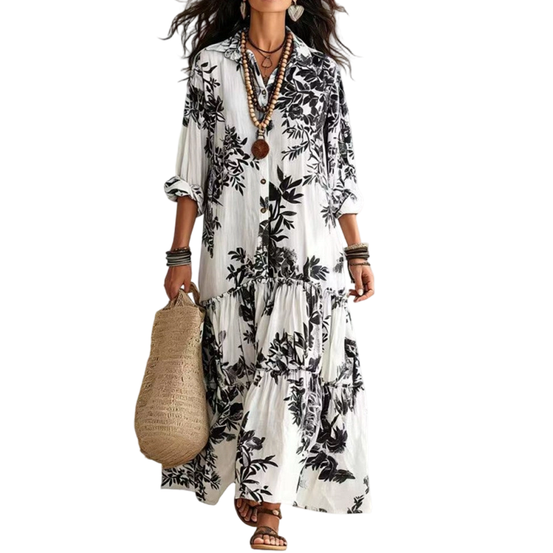 🍂 Women's Floral Print Maxi Dress – Feminine Elegance Meets Effortless Autumn Style