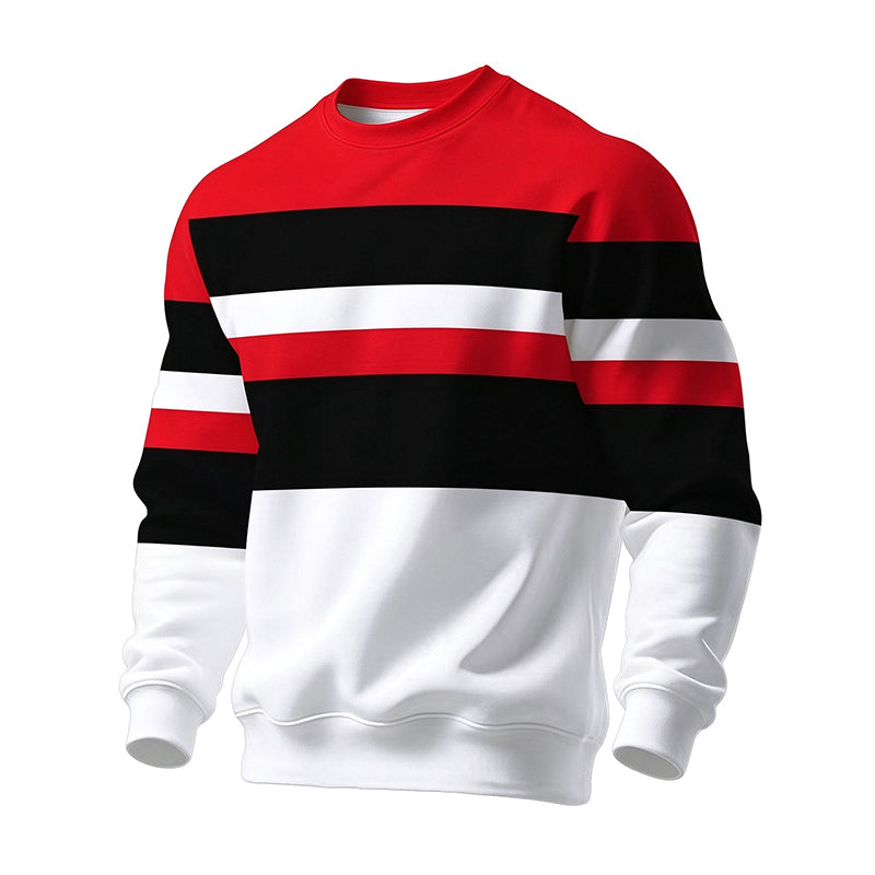 Men's Casual Crewneck Striped Sweatshirt