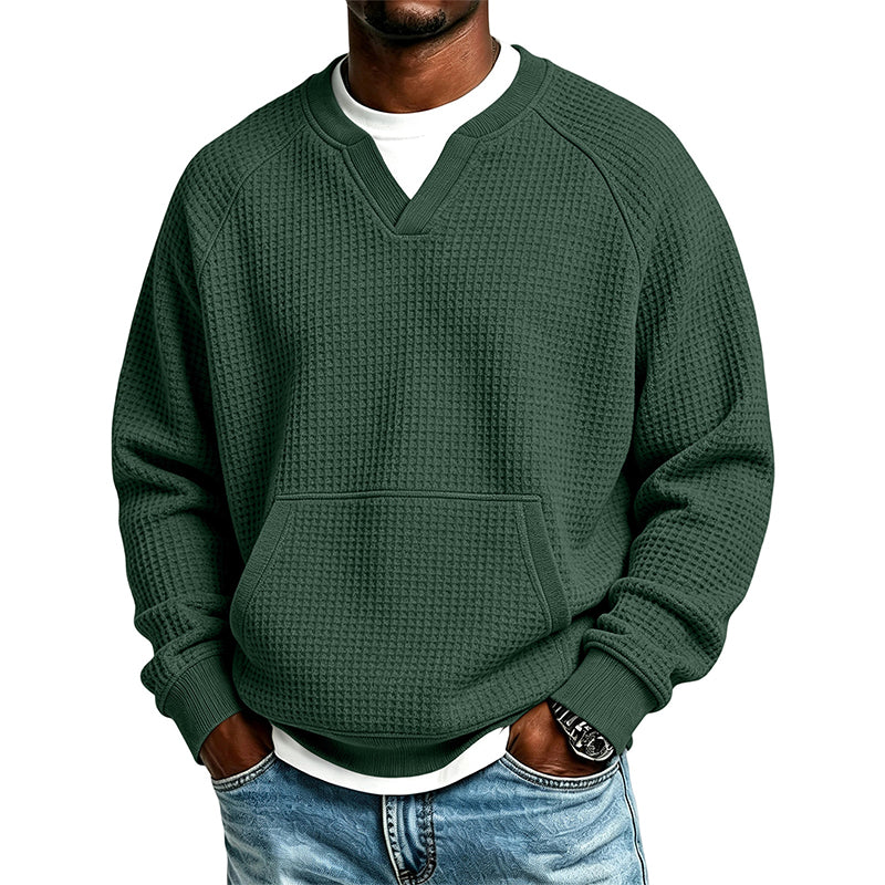 Men's Casual Waffle Knit Sweatshirt