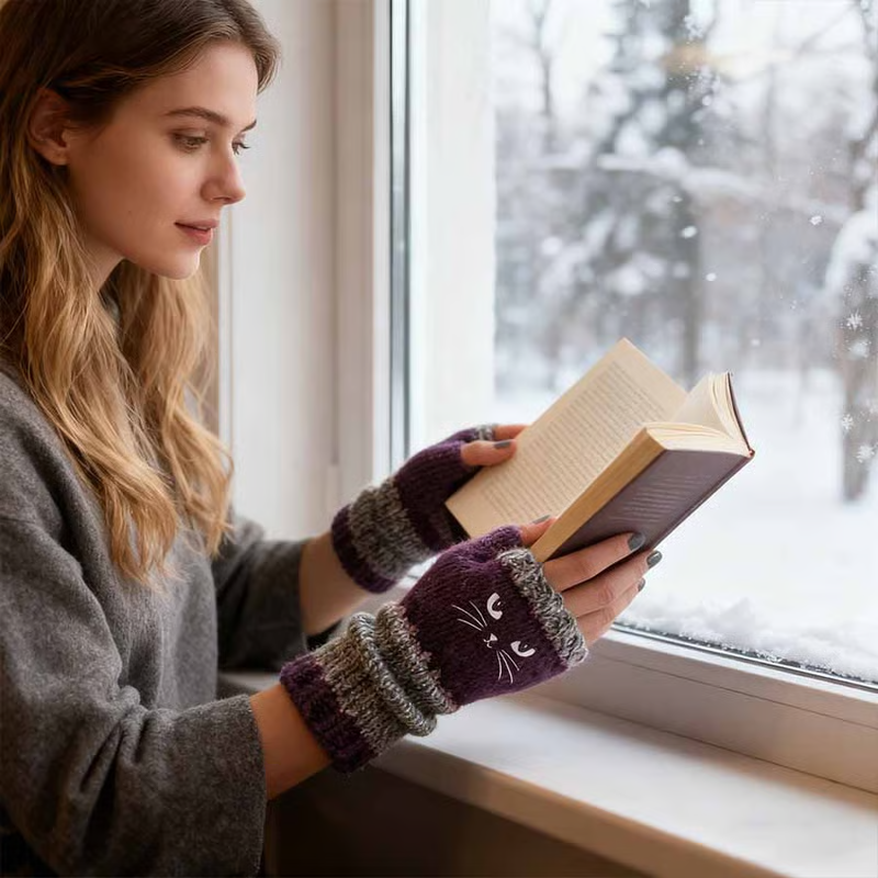 🎁Last Day Promotion 50% OFF🐱 Cute Women’s Knitted Cat Gloves — For Warm Hands & Free Fingers🧶