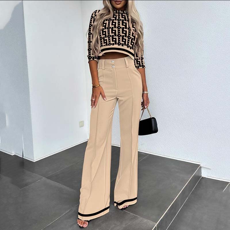 ⏳Time-Limited Special⏰Women's Elegant Crop Top & Wide-Leg Pants Set👖