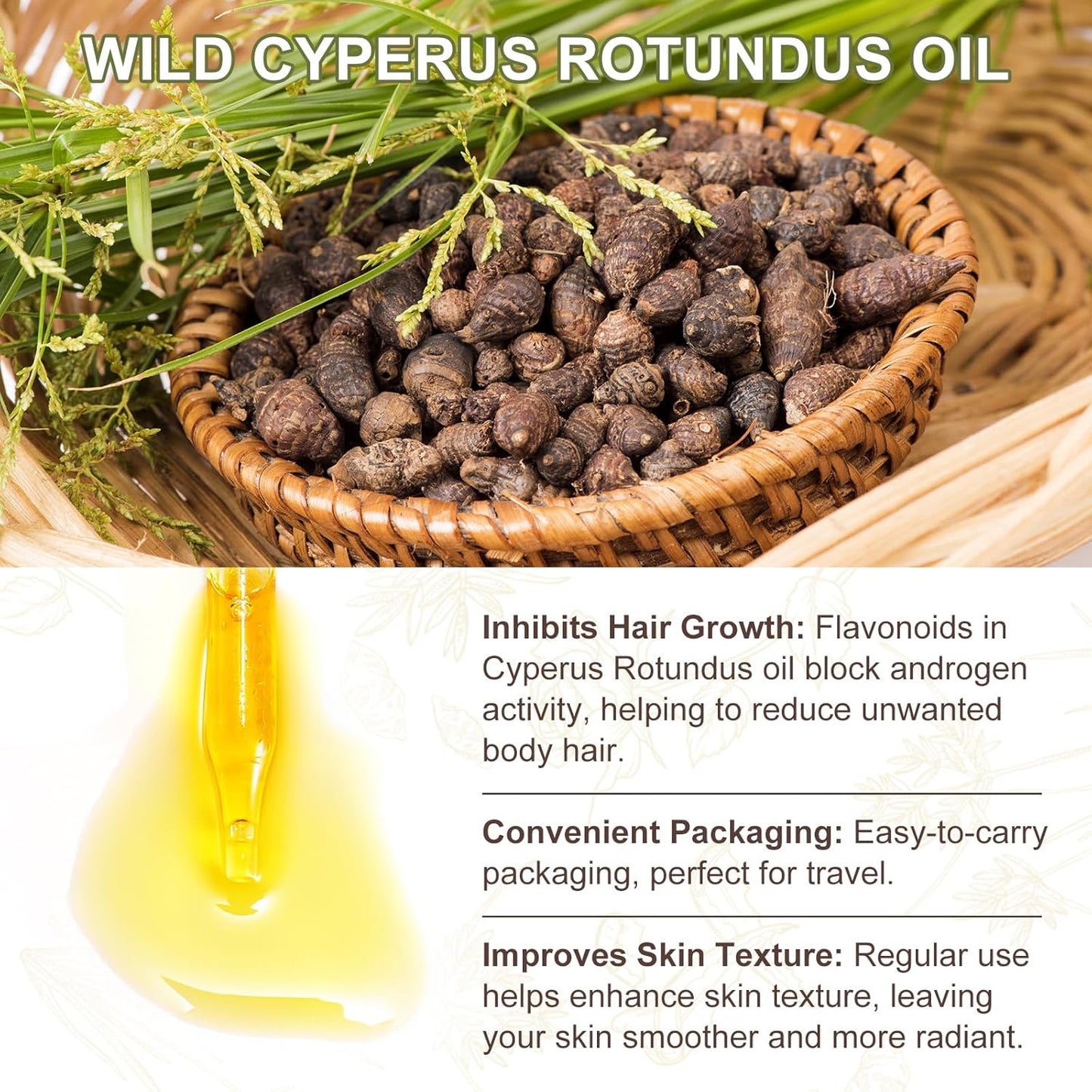 🔥🔥New Arrivals 50% OFF🎁Hair Removal Oil with Natural Ingredients - Cyperus Rotundus Oil for Silky Skin