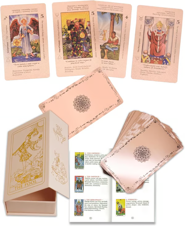 ✨Witchy Cauldron Rose Gold Tarot Cards with Guide Book🔮
