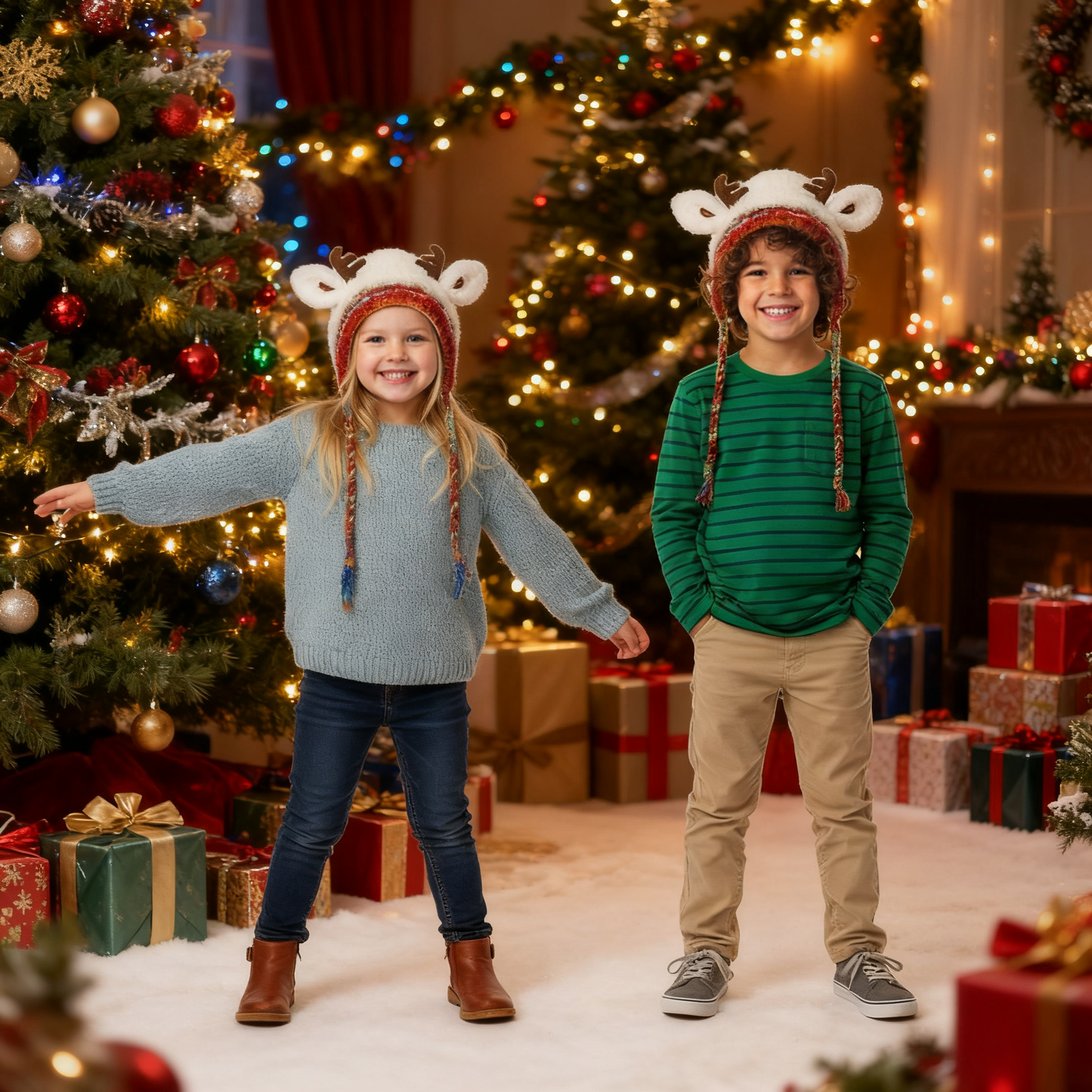 🎅Surprise price🎄🦌Handmade Knitted Christmas Antler 2-in-1 (Hat/Handbag)🧶