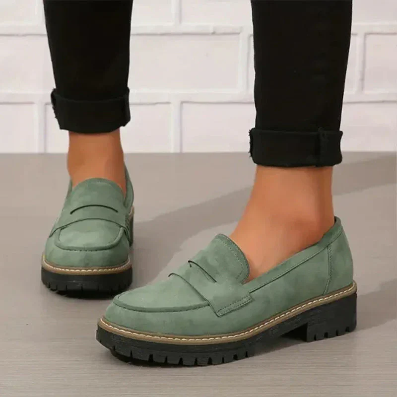 Women's Comfortable Chunky Slip On Platform Loafers