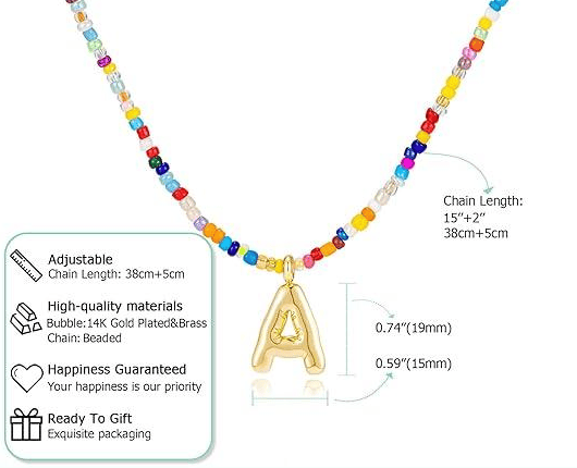 💜LAST DAY PROMOTION - 50%OFF💜 Letter Beaded Necklace for Women🔤A-Z