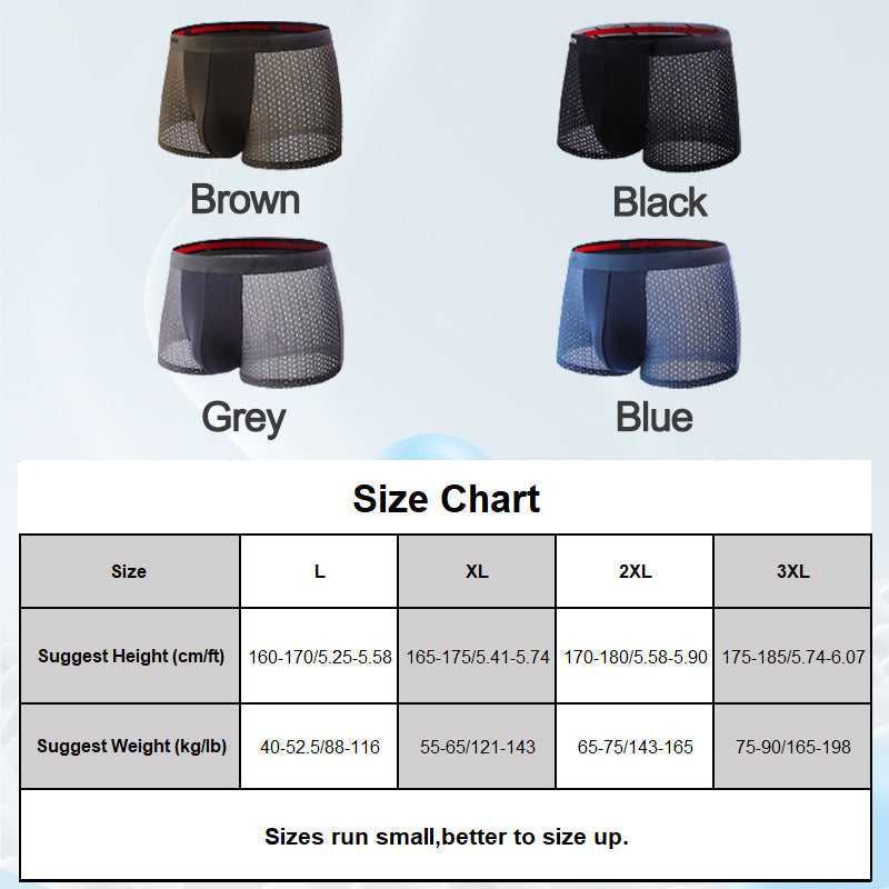 3PCS Men's Mesh Breathable Boxer Briefs