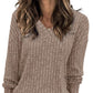 Women's V Neck Long Sleeve Solid Sweater -👏Soft and Warm!