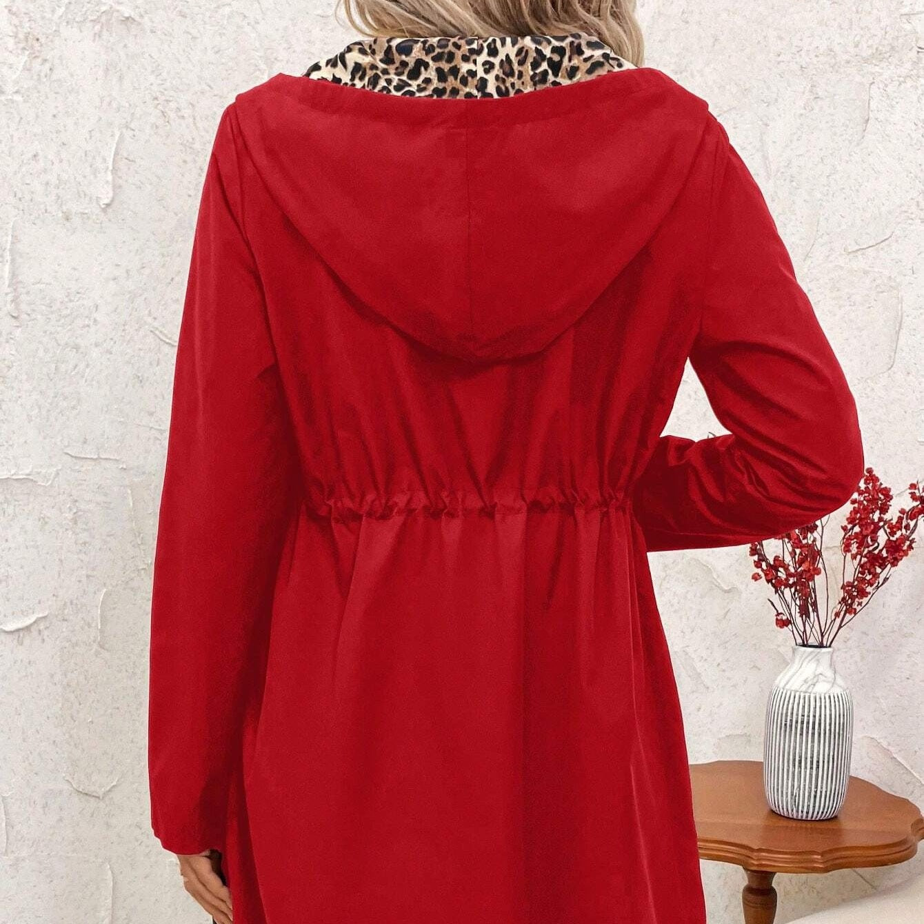 Hooded Reversible Leopard Print Coat