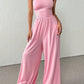 Strapless Wide-Leg Jumpsuit with High Waist