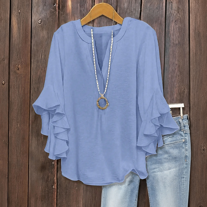 💥Summer Promotion 50% OFF☀️Women's Ruffle Sleeve V-Neck Shirt