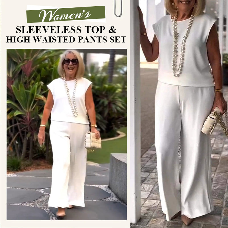 Women's Crew Neck Sleeveless Top and Pants Set