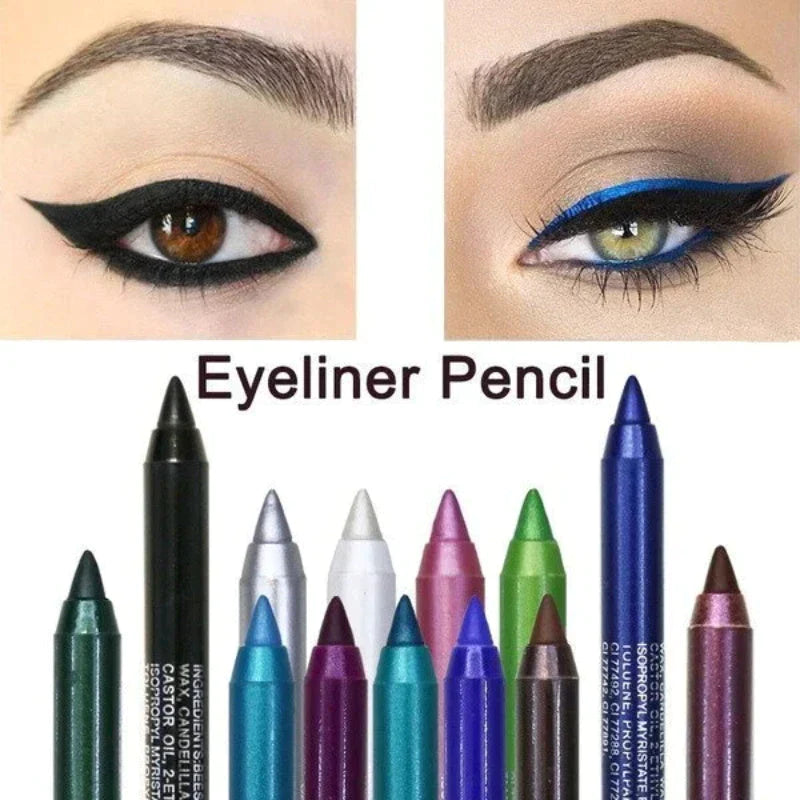 💜✨14-Pack Eyeliner Pencil Waterproof Colored Gel Liners with Metallic & Shimmer Finishes Smudge-Proof