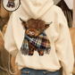 💖Cute Highland Cow Cozy Fleece-Lined Hooded Sweatshirt
