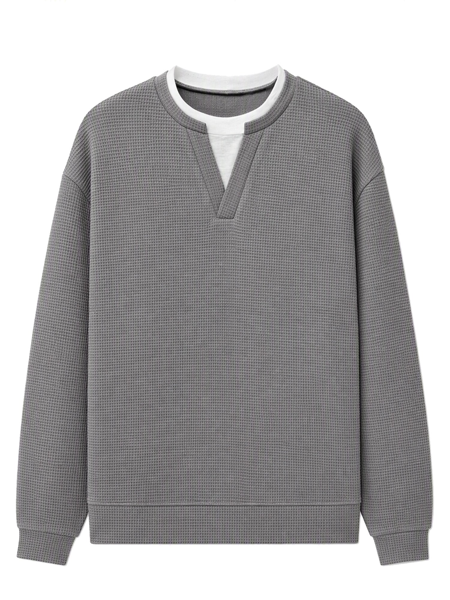 ✨ Timeless Comfort | Men's Textured Waffle Layered-Look Long-Sleeve Tee