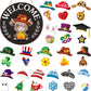 ⏰Interchangeable Welcome Sign with Highland Cow Featuring Seasonal Magnet, Detachable Hats, Accessories