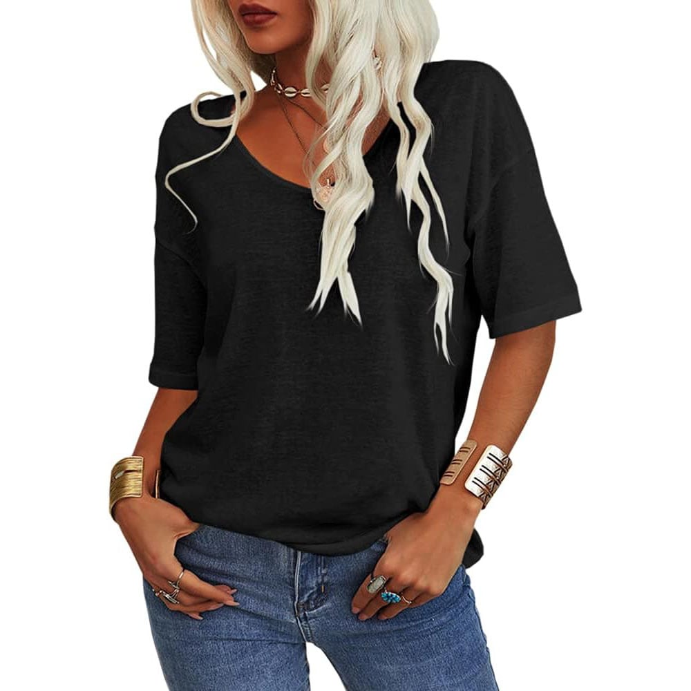 🌸Women's Solid Color V-Neck T-shirt