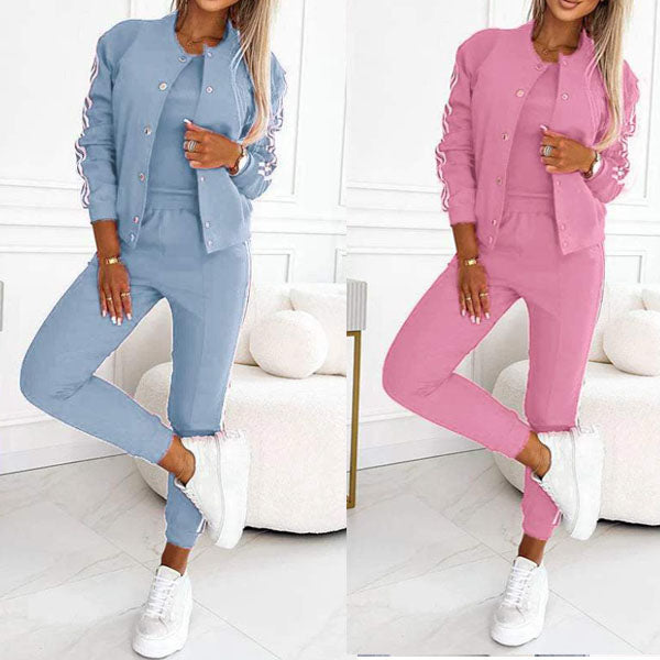 🔥Women's three-piece baseball jacket and pants set