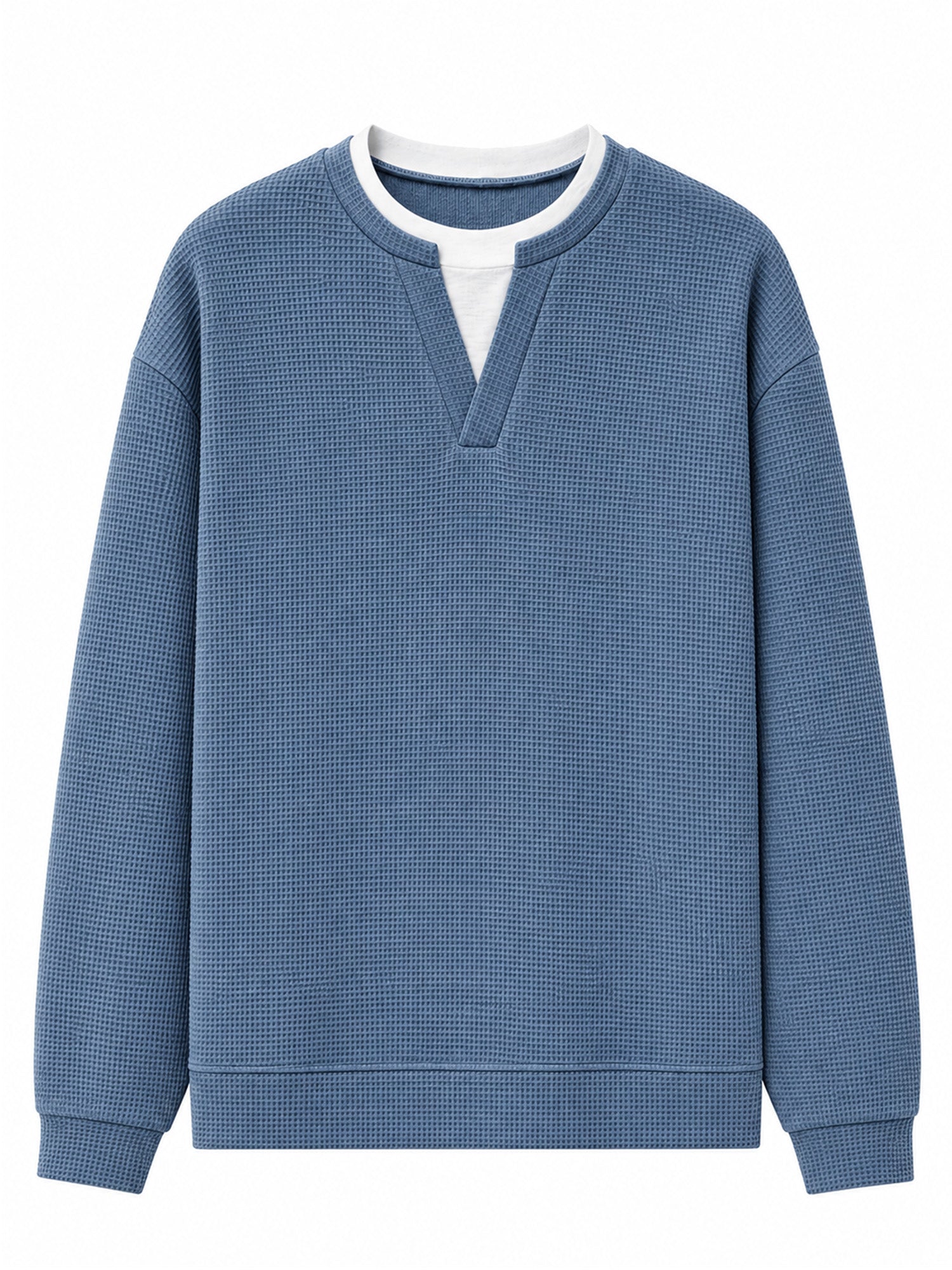 ✨ Timeless Comfort | Men's Textured Waffle Layered-Look Long-Sleeve Tee