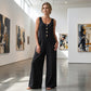 Women's Sleeveless Wide-Leg Jumpsuit with Pockets