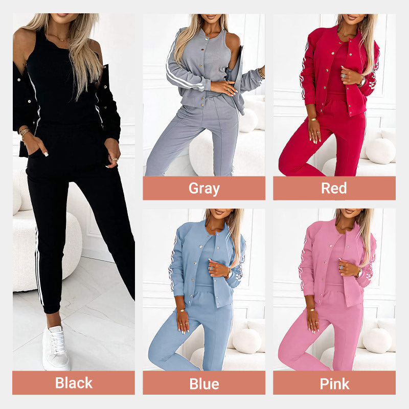 🔥Women's three-piece baseball jacket and pants set