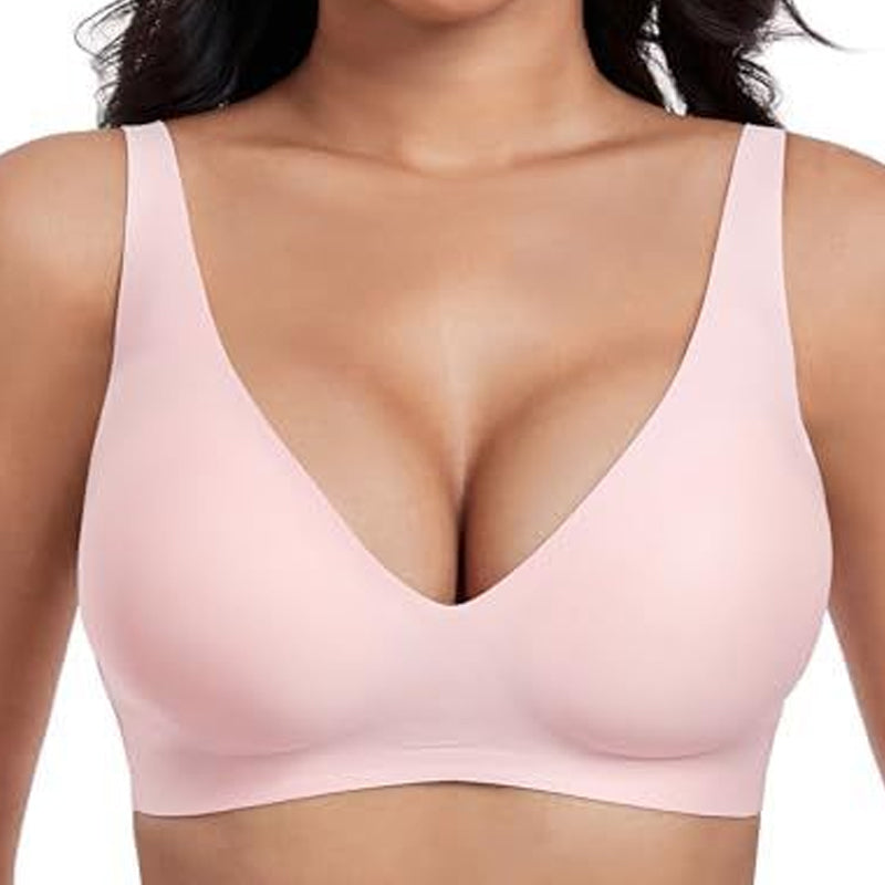 💗LAST DAY Special Price £12.99!⚡50K+ SOLD!!💕 Jelly Wireless Womens Comfortable Wireless Bras Push Up Bralettes Seamless Tshirts Bras Deep V Everyday Bras