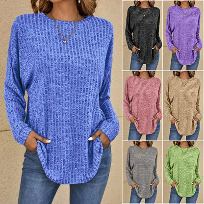 🎁Casual Long-Sleeve Top – Soft Knit, Loose Fit & Versatile Style for All Body Types 🌸🧥