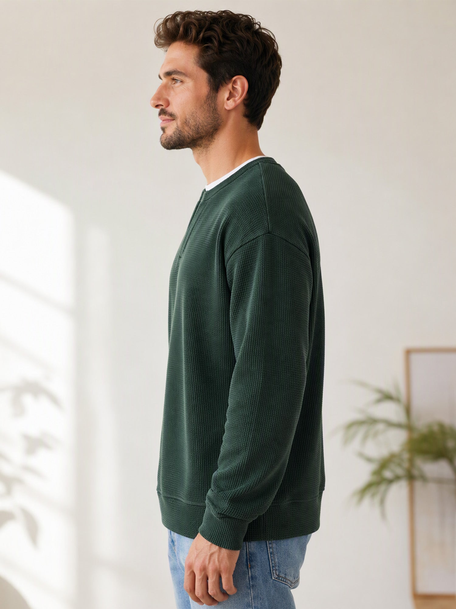 ✨ Timeless Comfort | Men's Textured Waffle Layered-Look Long-Sleeve Tee