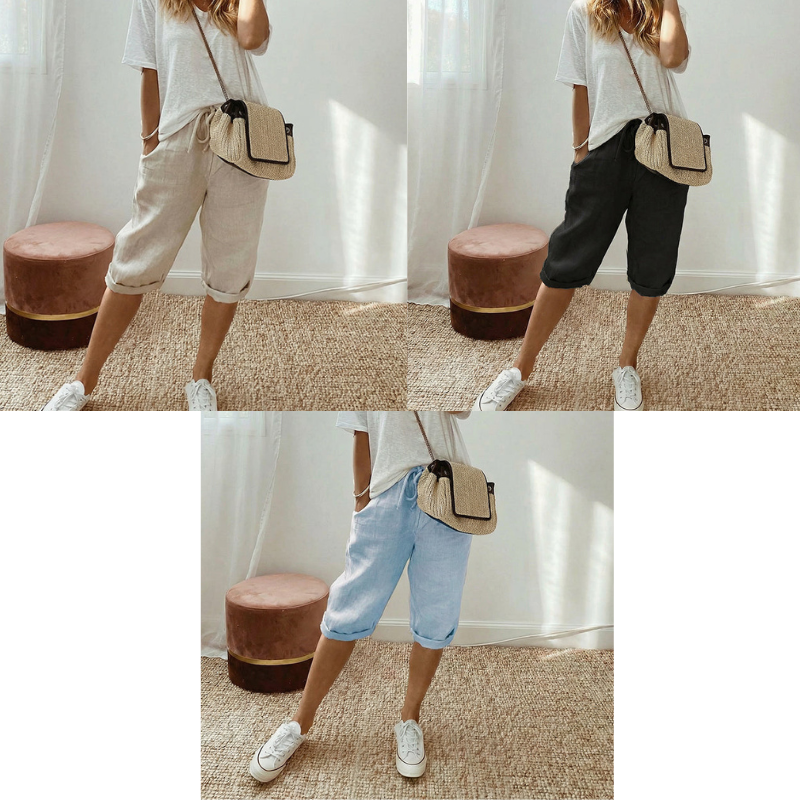Women's Casual Cotton Linen Capris